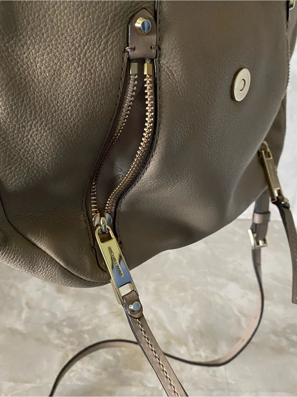 Michael Kors Taupe Crossbody Purse Gold Hardware